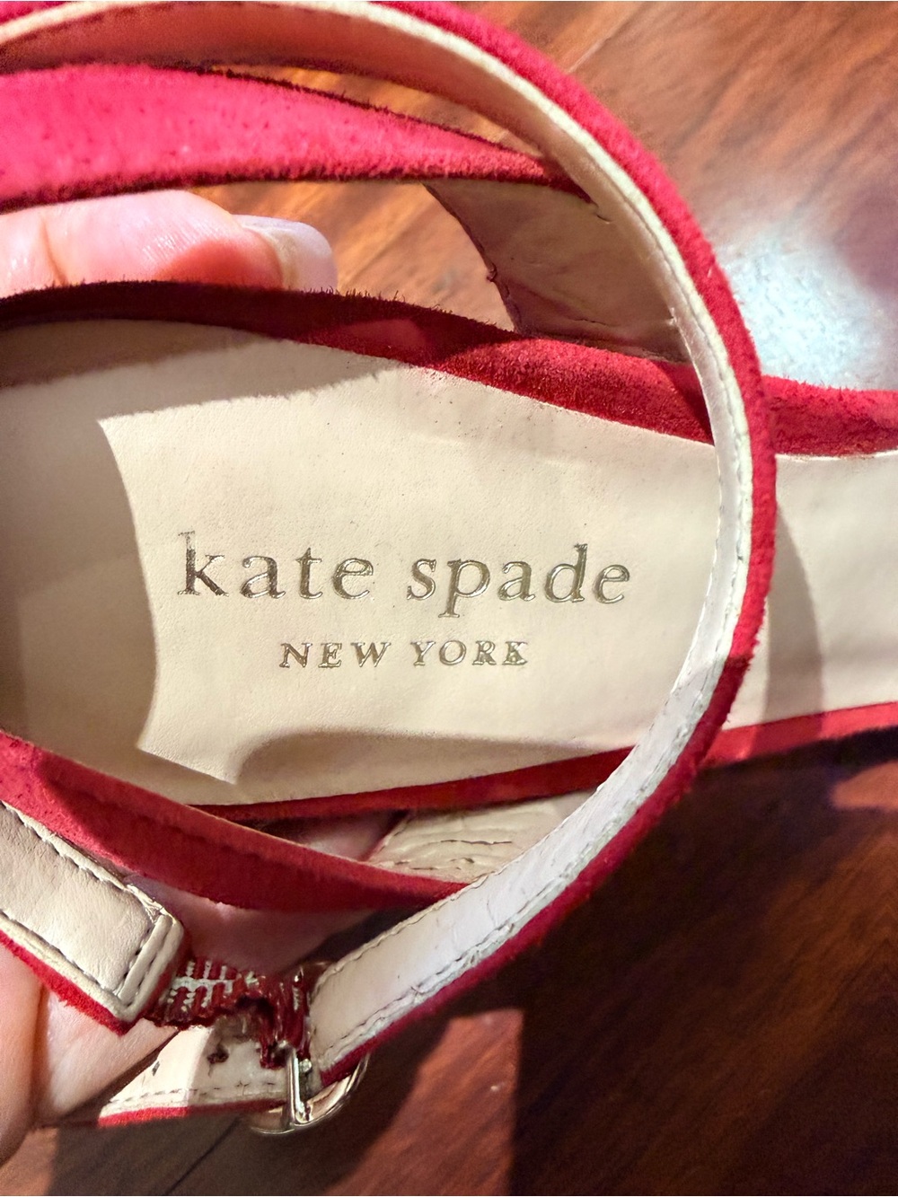 kate spade Red Suede Open-Toe Ankle Strap Sandals - Picture 6 of 7